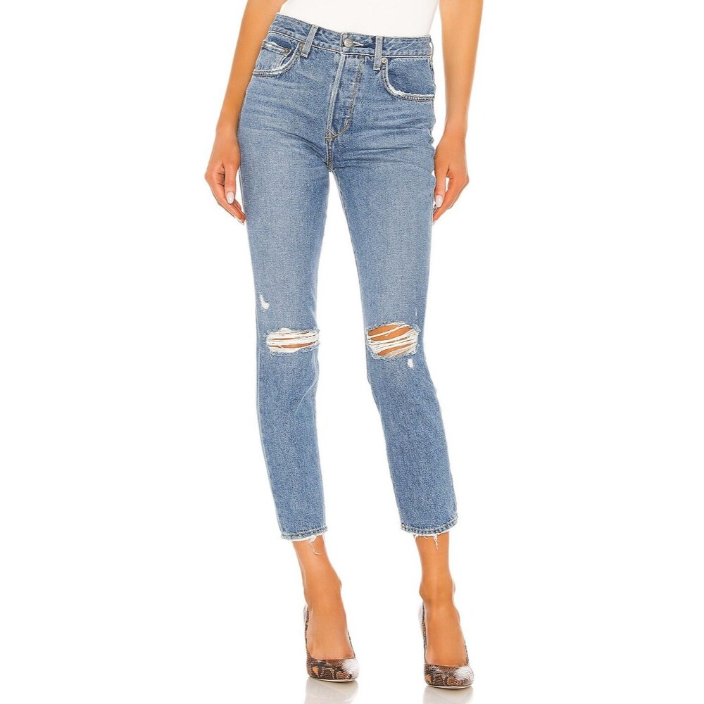 LOVERS + FRIENDS Jordan High-Rise Skinny Distressed Jeans in Highland Wash 28